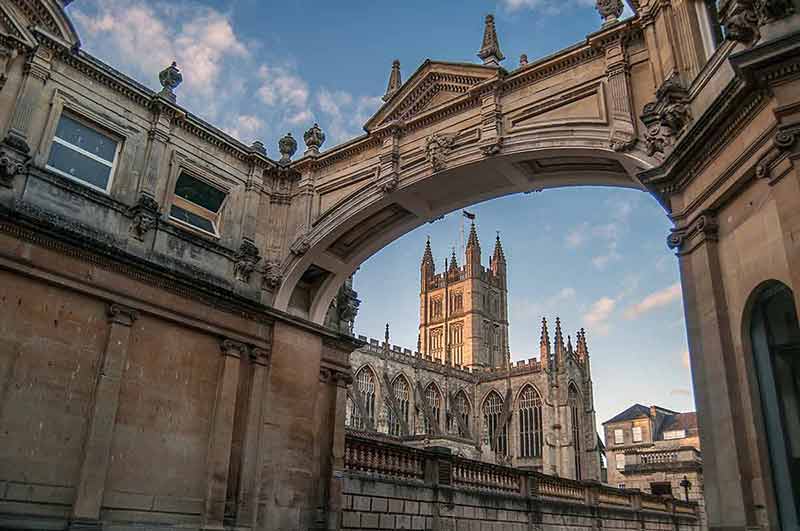 Looking At Bath Abbey Through And Arch