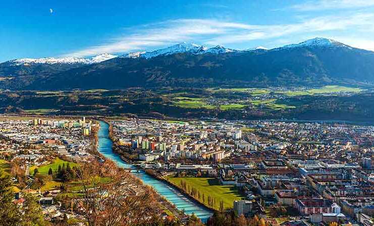 best things to do in innsbruck austria wide angle aerial panorama