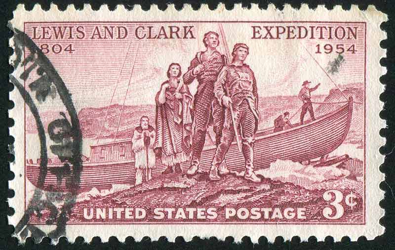 stamp representing Lewis and Clark