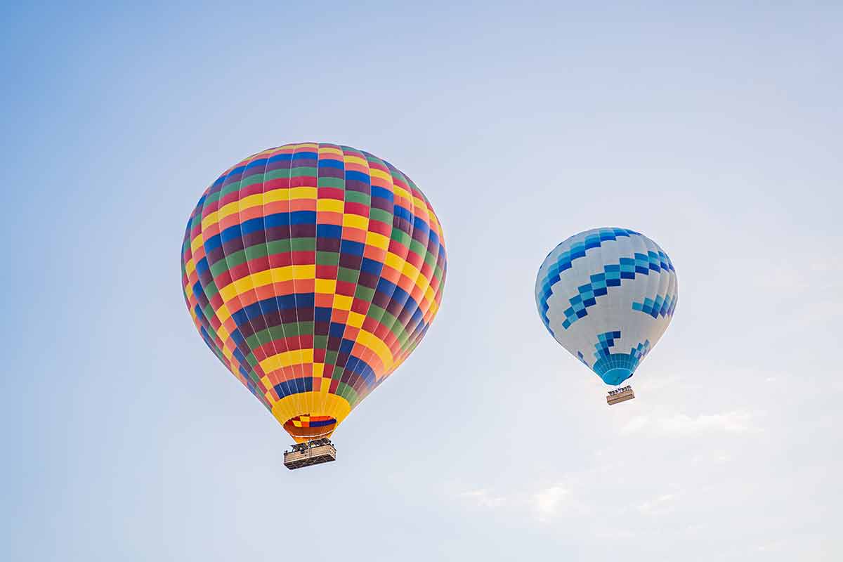 Beautiful Hot Air Balloons Over Blue Sky
