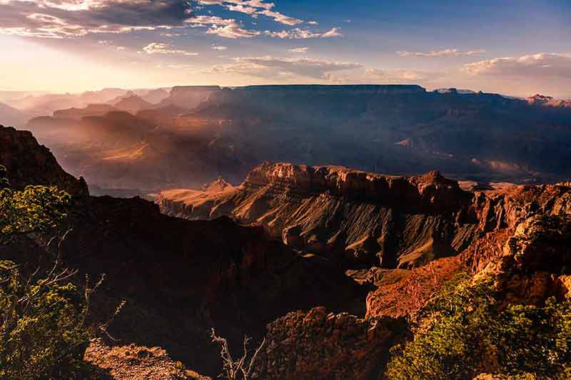 Grand Canyon South Rim Silhouette At Golden Sunset, Arizona, USA