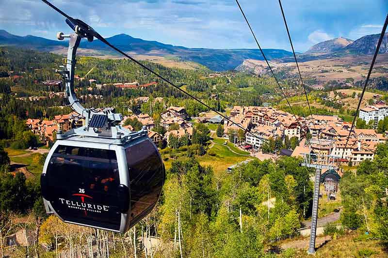 Gondola Ski Lift Going Up Mountain
