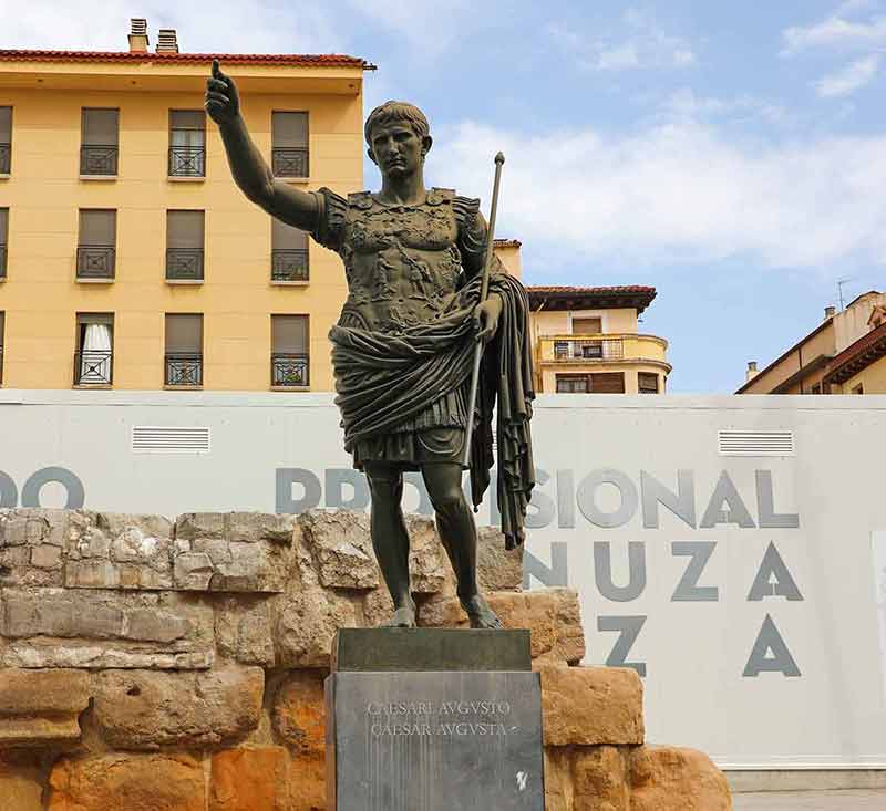 Monument To The Emperor Caesar Augustus, Founder Of Zaragoza, Spain