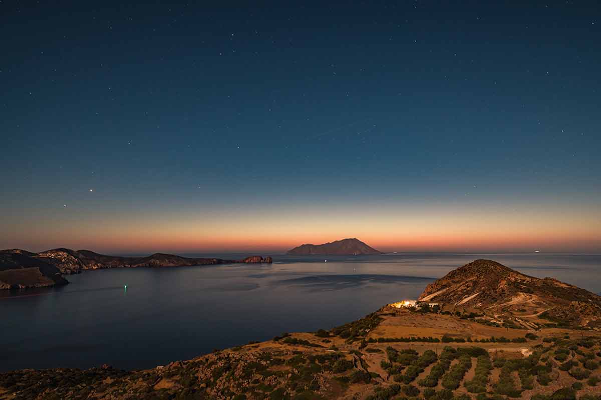 best time of year to visit greece starry sky above the Greek Islands