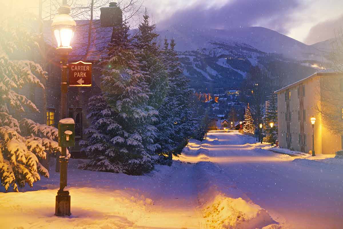 best time to visit breckenridge colorado snow-covered trees and lamp post