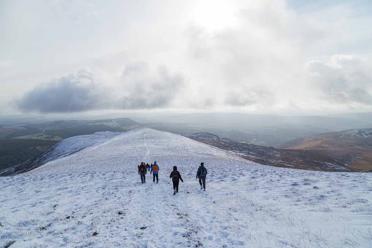 best time to visit ireland for weather people walking in the snow