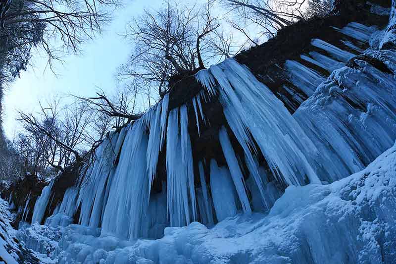 best time to visit japan weather Frozen waterfall in Nagano