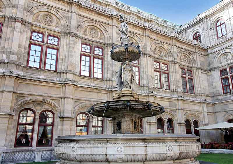 best time to visit vienna austria water fountain in front of The Vienna Opera