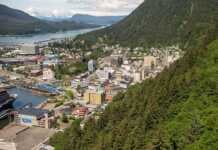 View Of The Dockside And City Of Juneau Alaska