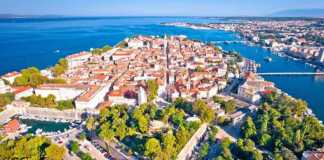 Zadar City Walls And Historic Center Aerial View