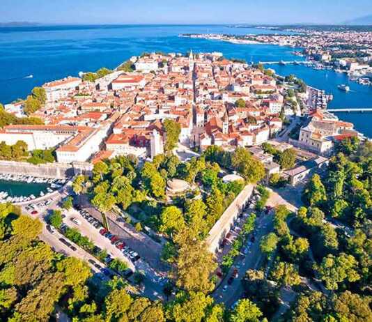 Zadar City Walls And Historic Center Aerial View