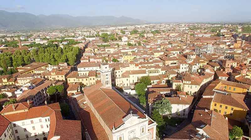 Pisa, Italy. Aerial View Of City Streets