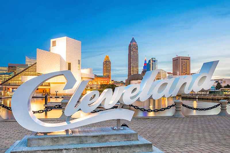 The Cleveland sign on the waterfront