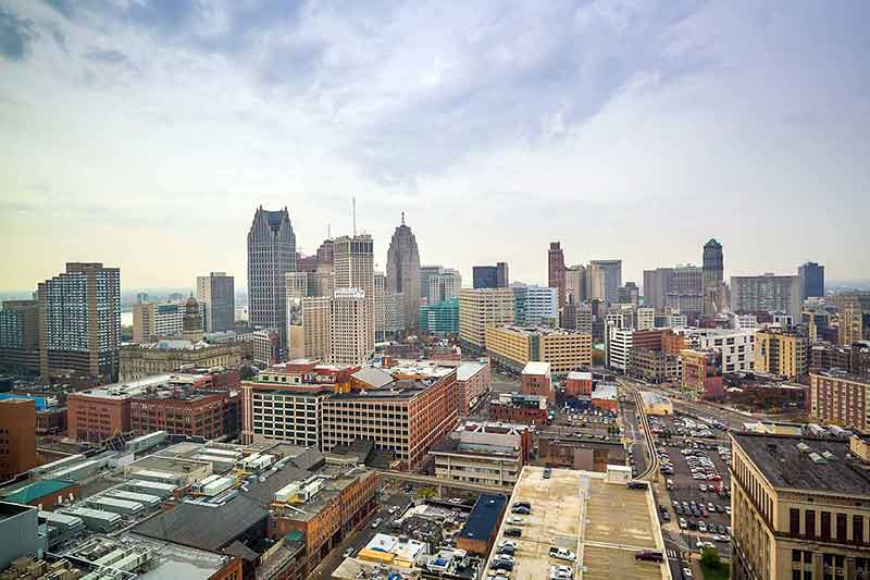 Aerial view of downtown Detroit