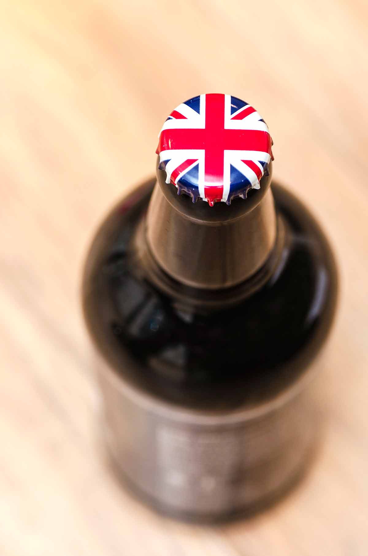 british drinks beer bottle with british flag cap top