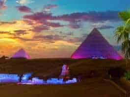 cairo pyramids at night