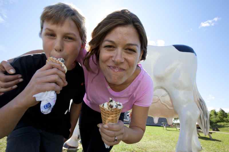 Children eating local icecream in PEI