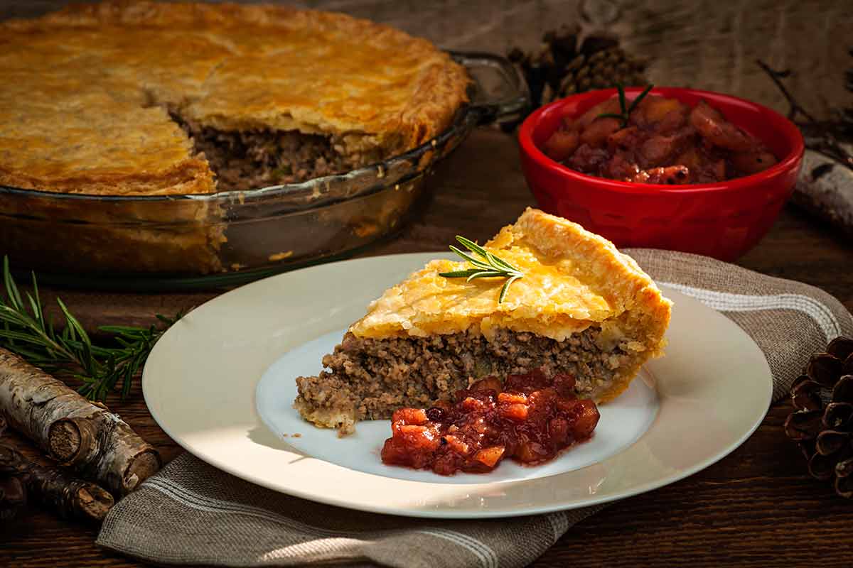 canadian french food - a piece of tourtiere on a plate