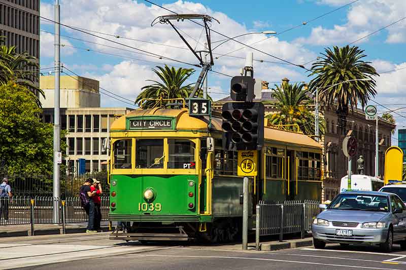 melbourne street with trams