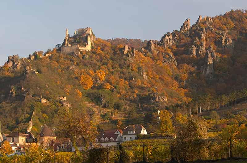 castles in Melk, Austria on the Danube in autumn