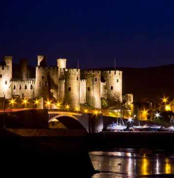 Conwy Castle at night is one of the top castles in wales to visit