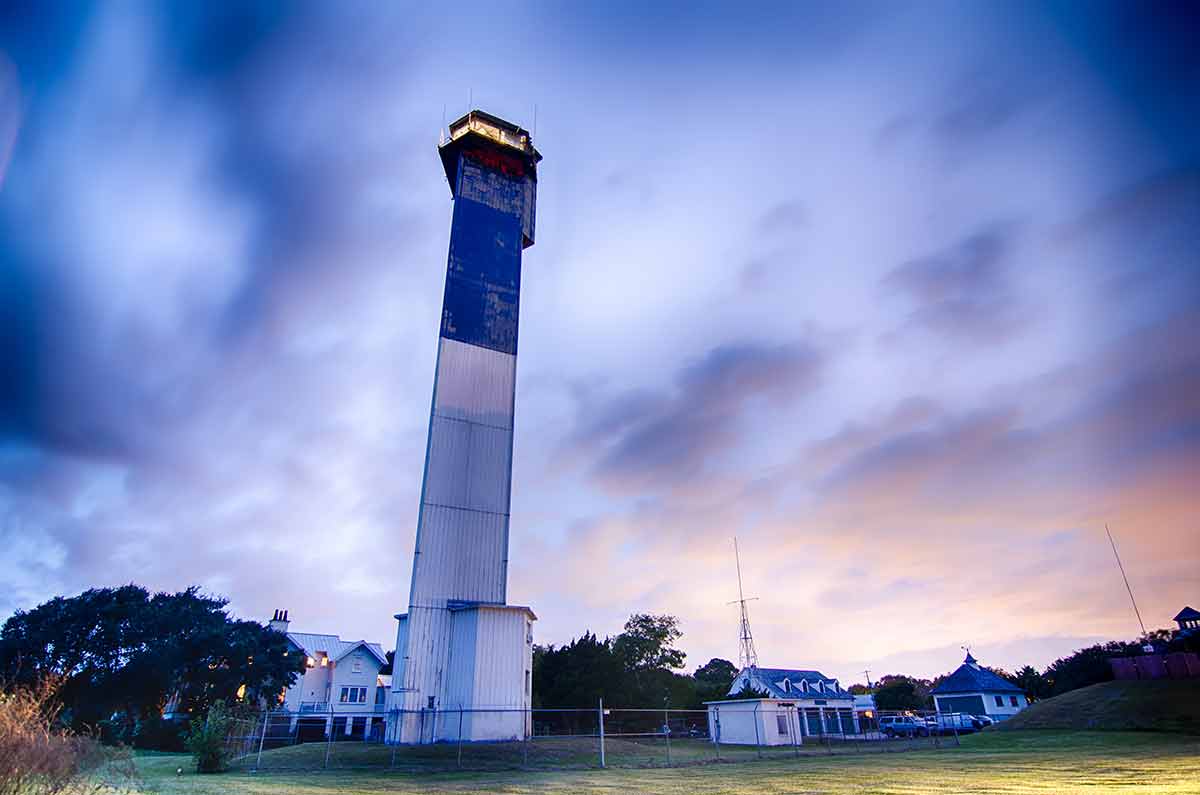charleston south carolina beaches lighthouse at night