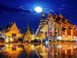Wat Phra Singh Temple At Night In Chiang Mai, Thailand
