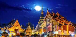 Wat Phra Singh Temple At Night In Chiang Mai, Thailand