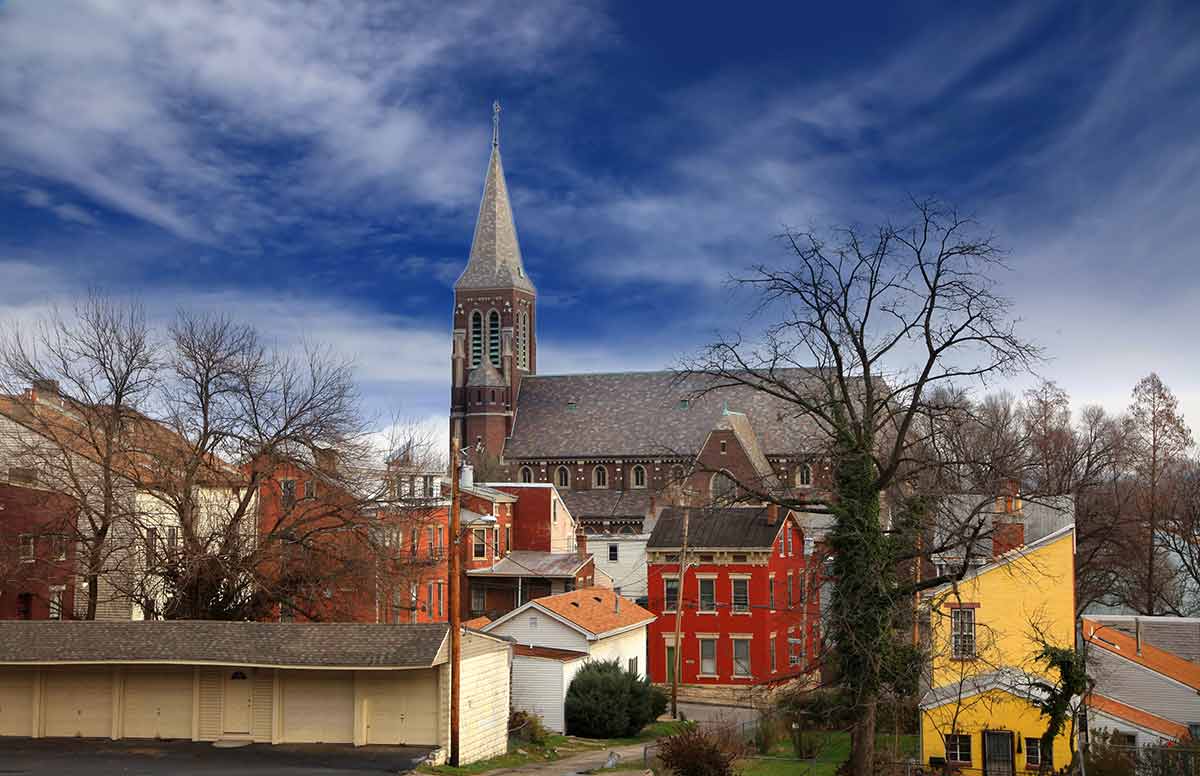 cincinnati landmarks historic church and colourful period buildings