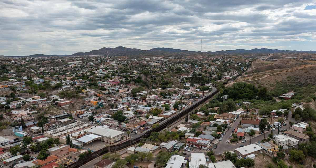 aerial view of Nogales, Mexico border