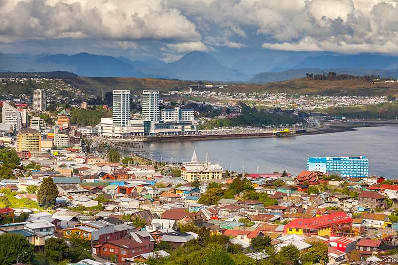 aerial view of puerto montt and bay