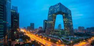 modern skyline of Beijing with contemporary architecture