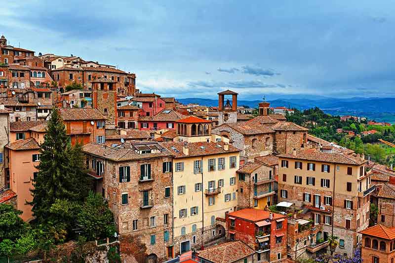 Perugia aerial view of red buildings