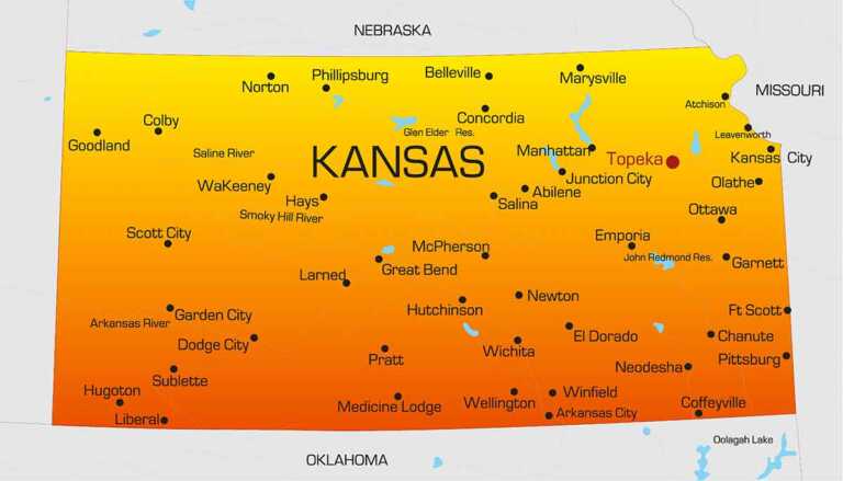 Cities In Kansas Map 768x439 