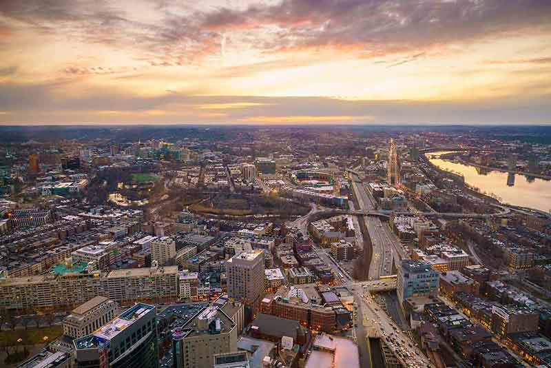 Downtown Boston aerial view
