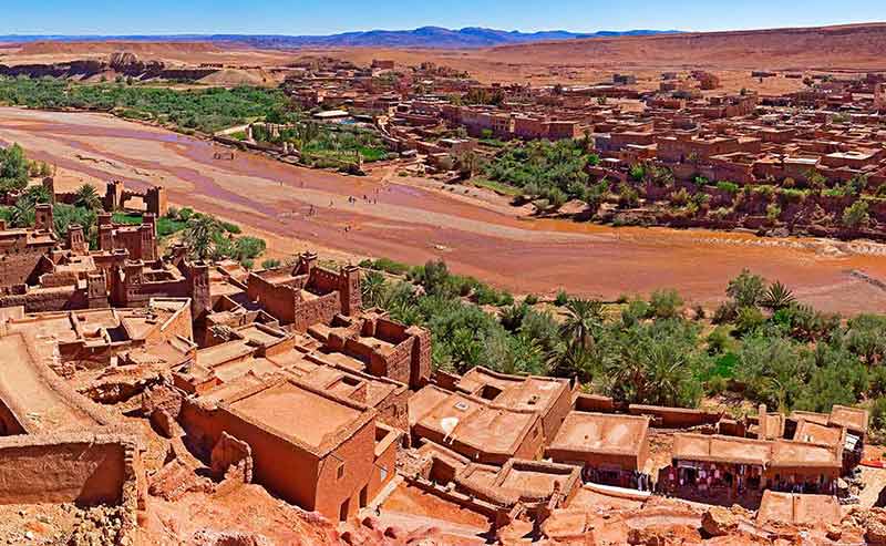 Ouarzazate aerial view of brown houses surrounded by desert