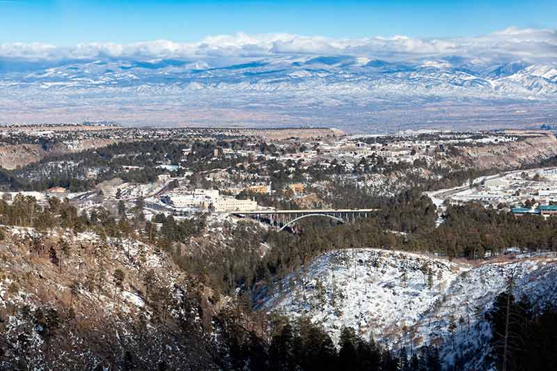 aerial distant view of Los Alamos