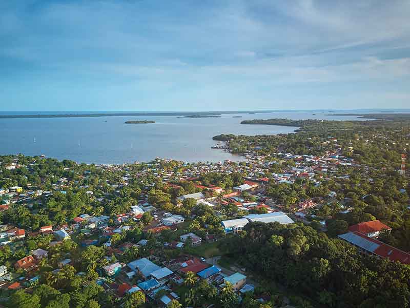 Bluefields aerial houses and bay