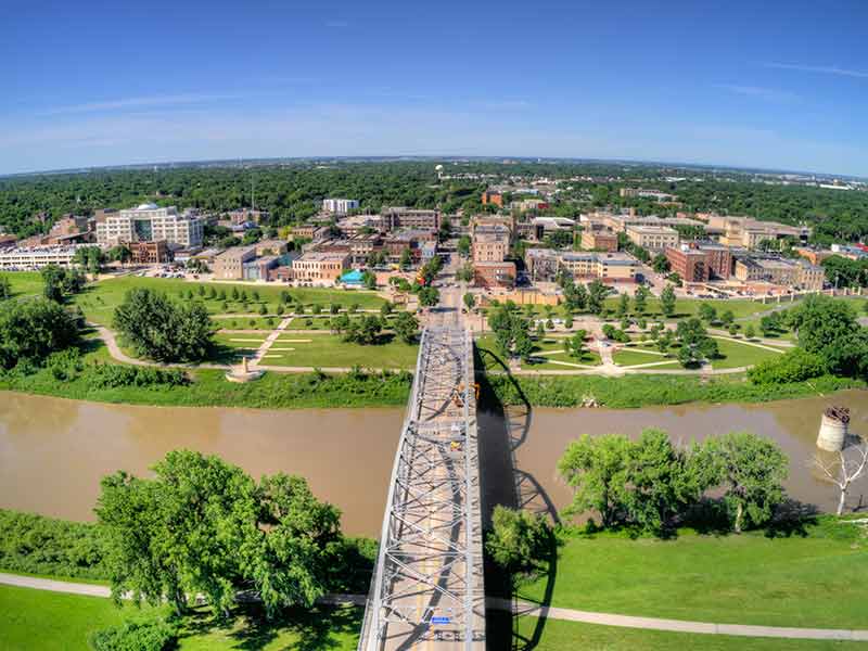 aerial view of grand forks