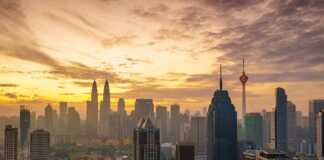 Downtown Kuala Lumpur Skyline At Twilight