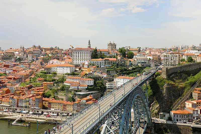 Porto City aerial view aerial view of bridge and city