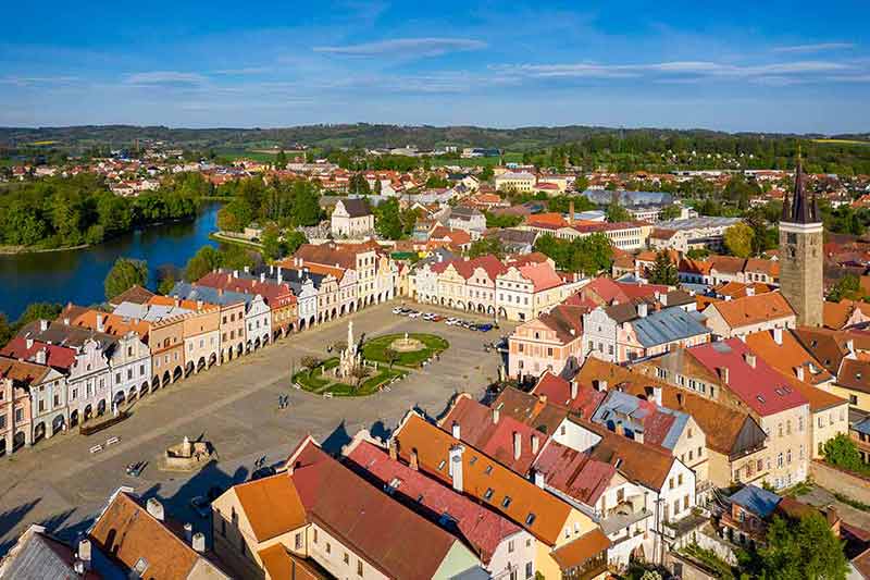 Aerial Landscape Of Small Czech Town Of Telc