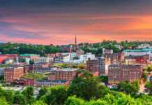 20 Virginia Cities And Towns That Bring American History To Life aerial view of lynchburg at dusk