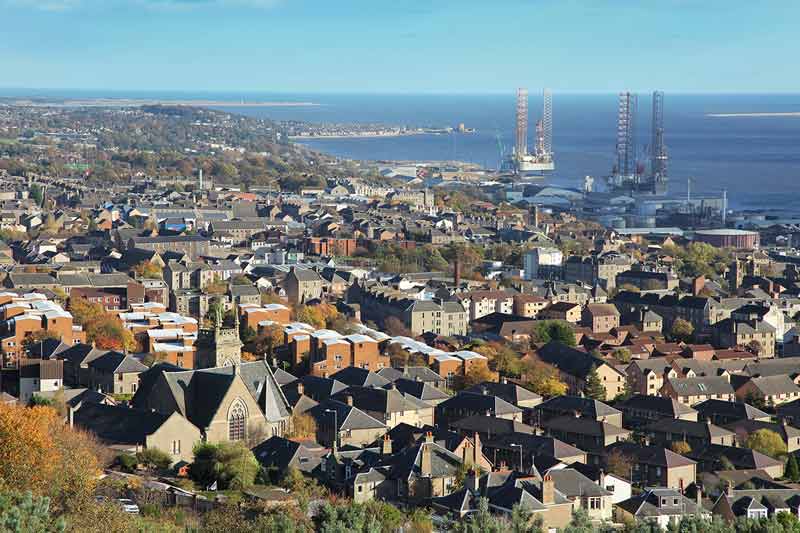 aerial view of buildings in dundee