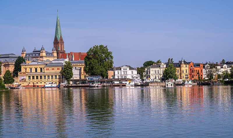 A Landscape Photo Of Schwerin's colourful waterfront