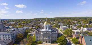concord new hampshire aerial view of the state capitol building