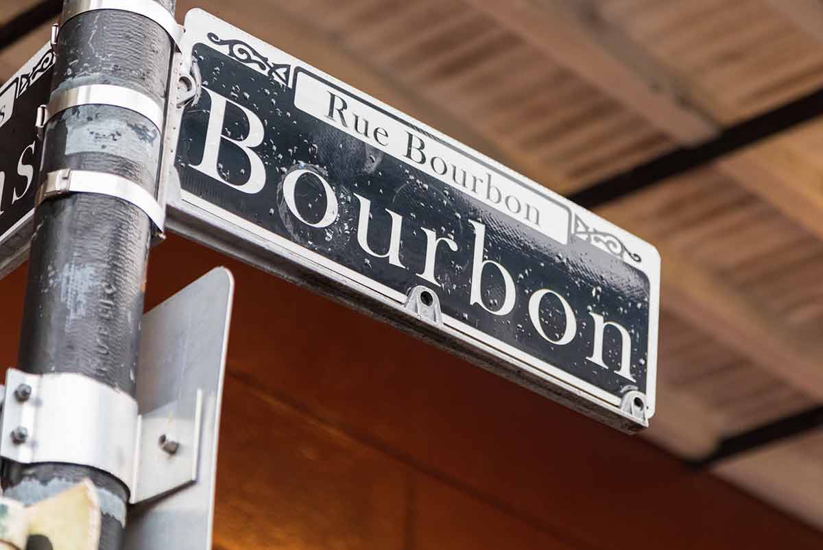 Bourbon Street Sign In New Orleans, Louisiana