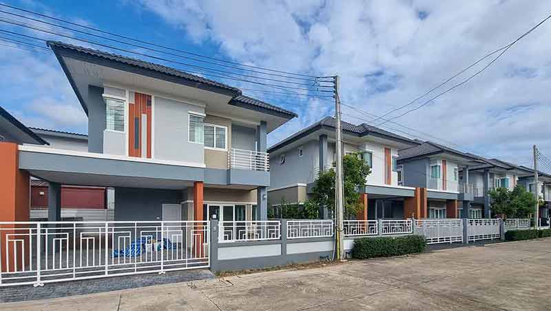 Thai Suburban Area With Modern Family Houses