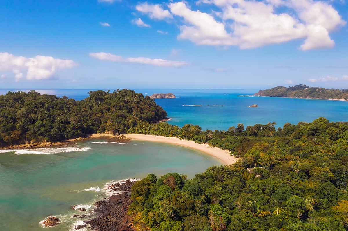 cost rica best beaches manuel antonio national park aerial view with blue sky