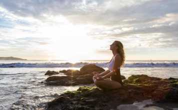 costa rica beaches sexy model in yoga pose